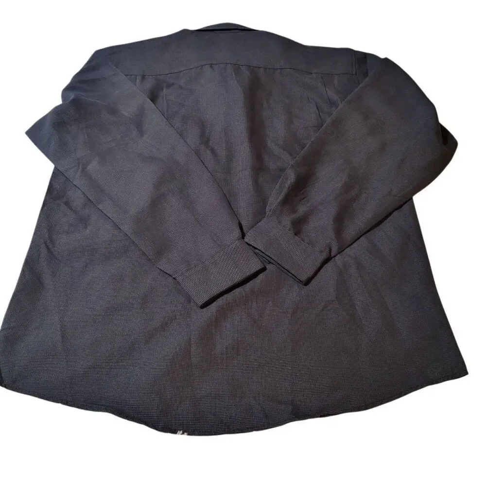Men's long sleeve button-down casual dark gray texture shirt M